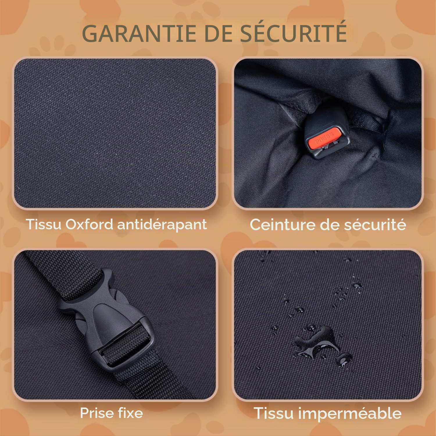 Nobleza Housses de sièges pour Chiens pour véhicules, Housses de siège de Voiture arrière de siège de Voiture en Tissu Oxford imperméable résistant aux Rayures et antidérapantes, Accessoires de