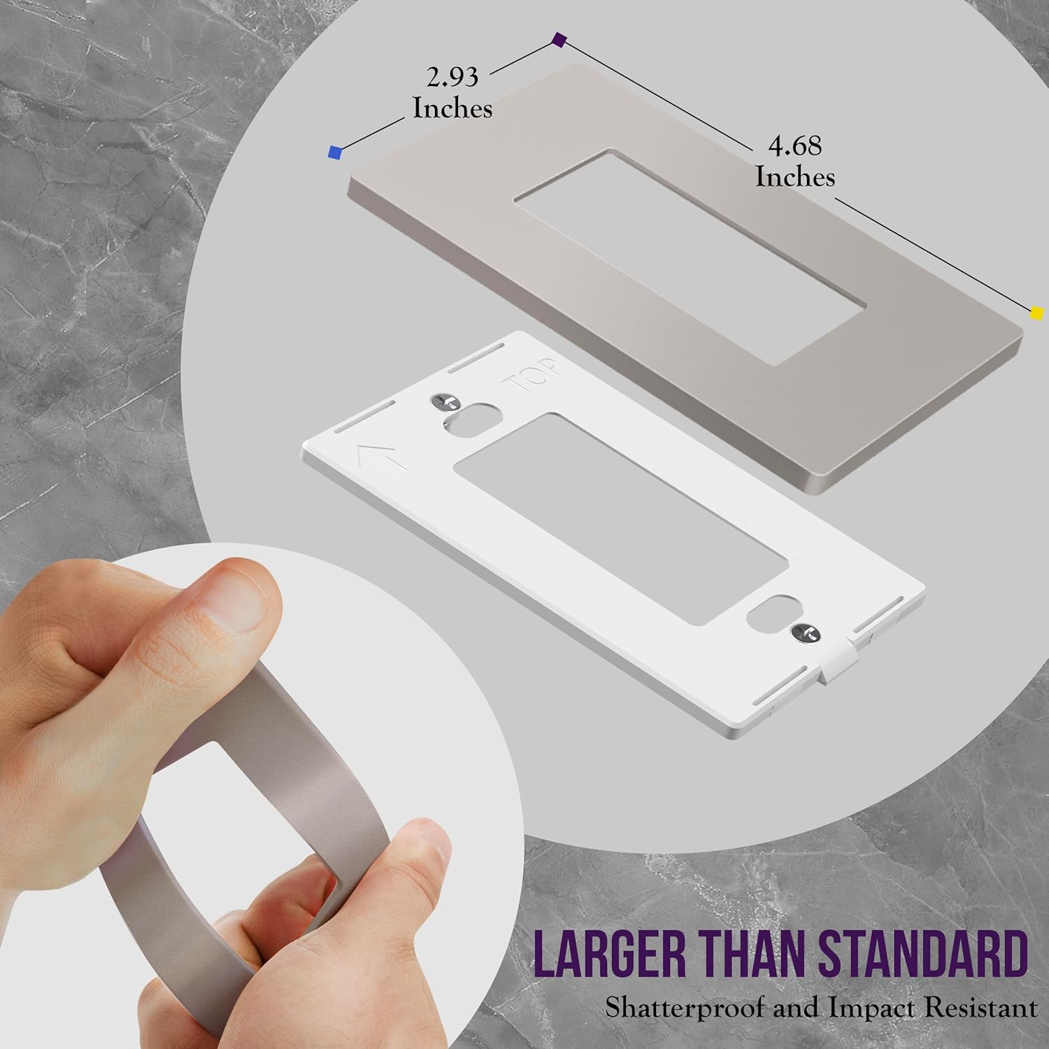 ENERLITES Elite Series Screwless Decorator Wall Plate Child Safe Outlet Cover, Glossy, Size 1-Gang 4.68" H x 2.93" L, Unbreakable Polycarbonate Thermoplastic, SI8831-NK-10PCS, Nickel (10 Pack)