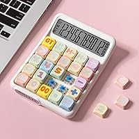 Vista 10 de Calculadora con Interruptor Mecánico, 10 Dígitos, Gran Pantalla LCD, Púrpura, Botones Grandes, Estética Gradiente Verde