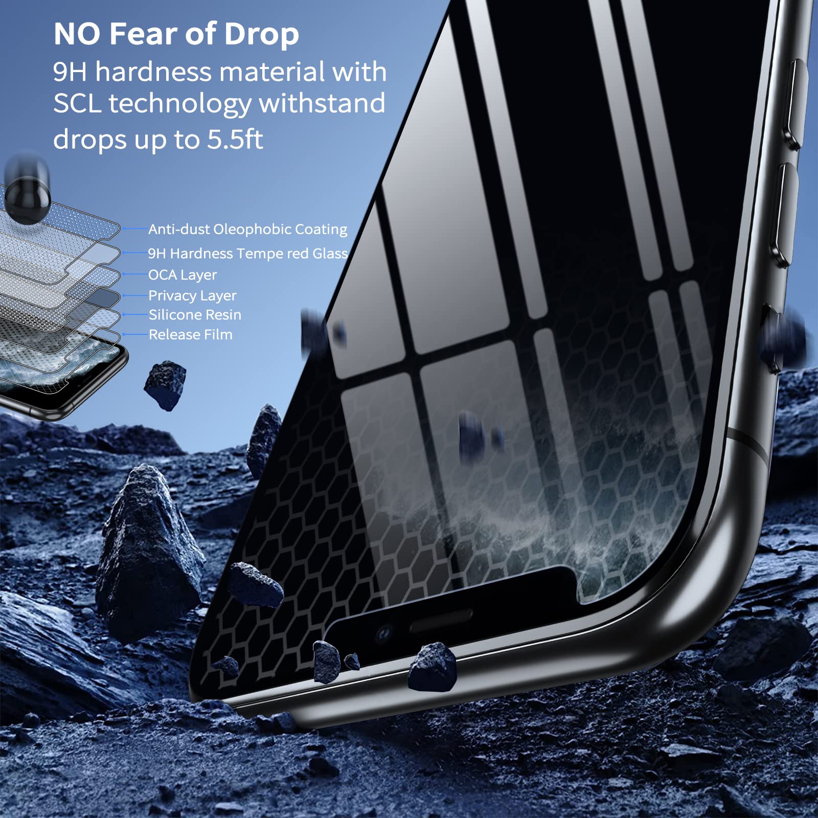 One [2 Pezzi] Pellicola Vetro Temperato Per IPhone 11 Pro / XS / X – 9H Ultra Resistente, Anti-Impronta, HD, Senza Bolle