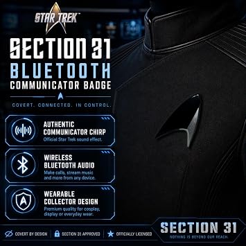 Star Trek Section 31 Bluetooth ComBadge for Calls, Texts & Chirping feature