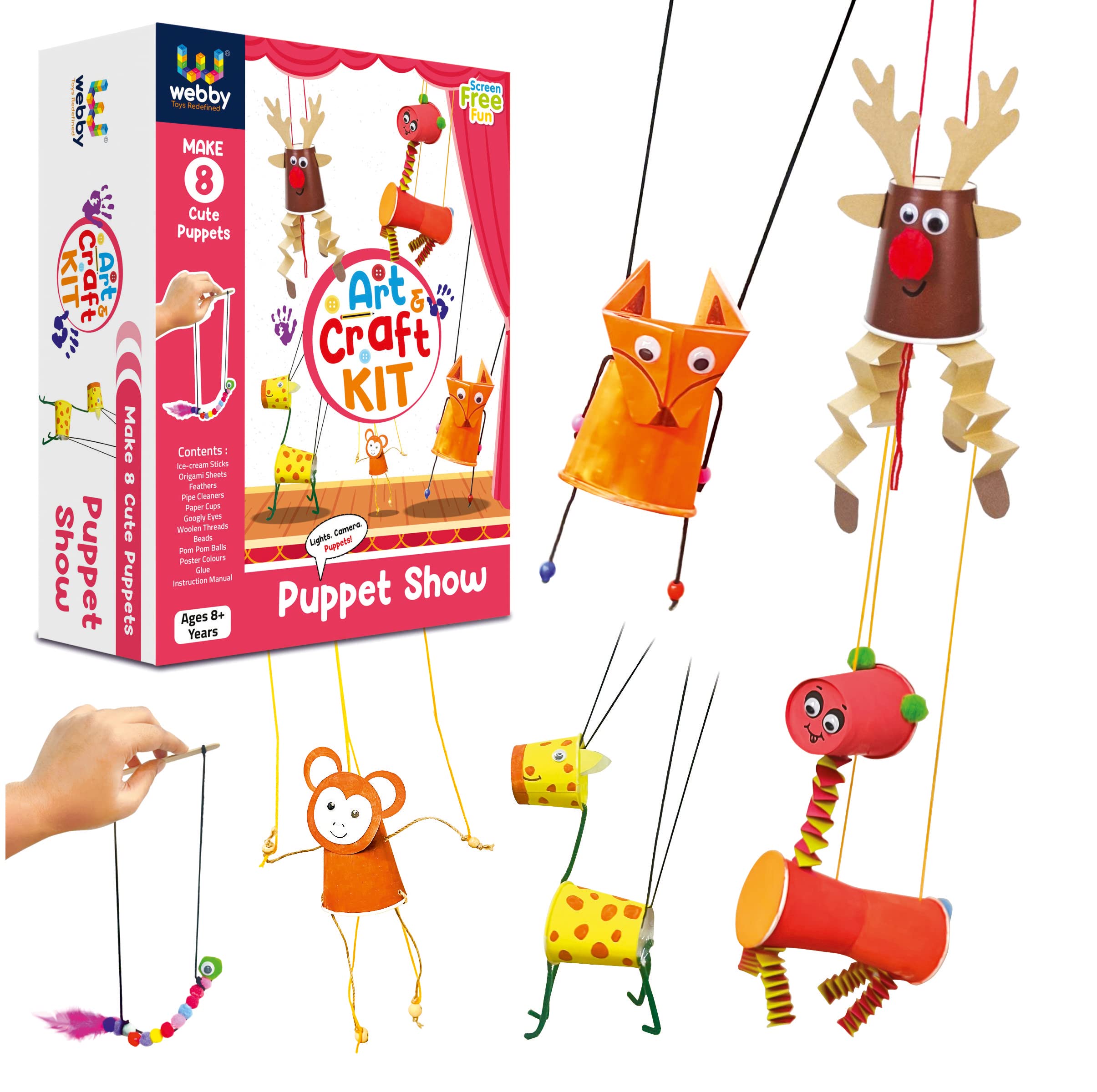 Webby DIY Puppets Show Art and Craft Activity Kit | Hobby Kit | Decoration | School Projects | Craft Supply | Make 8 Cute Puppet | Return Gift for Kids (B0BRSTJQNS) Amazon Price History, Amazon Price Tracker