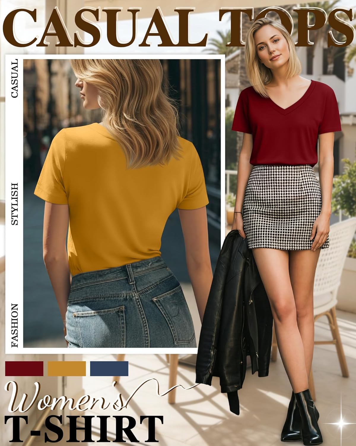 Ficerd 3 Pack Women's Short Sleeve T-Shirts V Neck Tunic Tops Casual Summer Curved Hem Tees Loose Fit Solid Basic Tshirt 2026 - Image 6