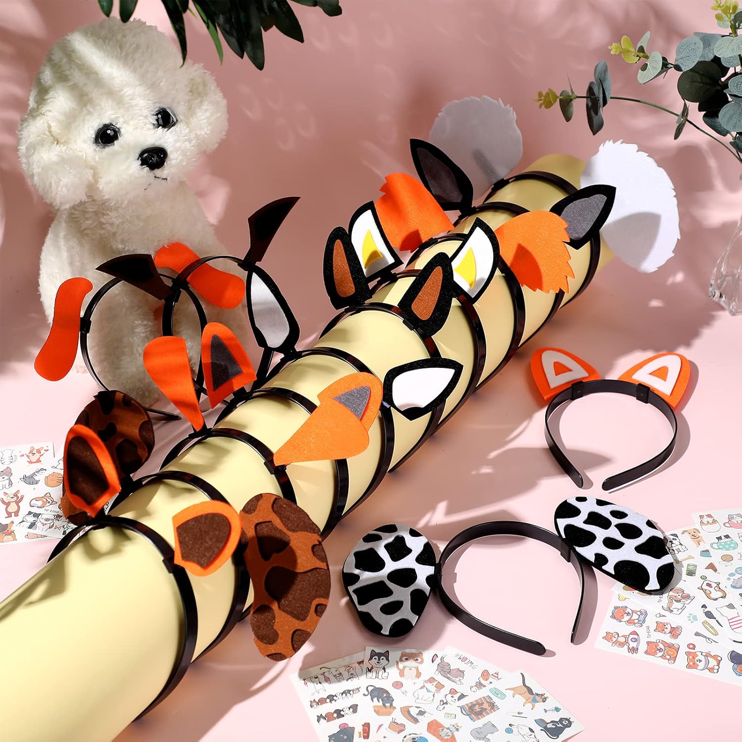 14 Pcs Dog Ears Headband, Puppy Ears for Dog Party Birthday Party Supplies with 10 Sheets Puppy Tattoos Photo Booth Props - Image 3