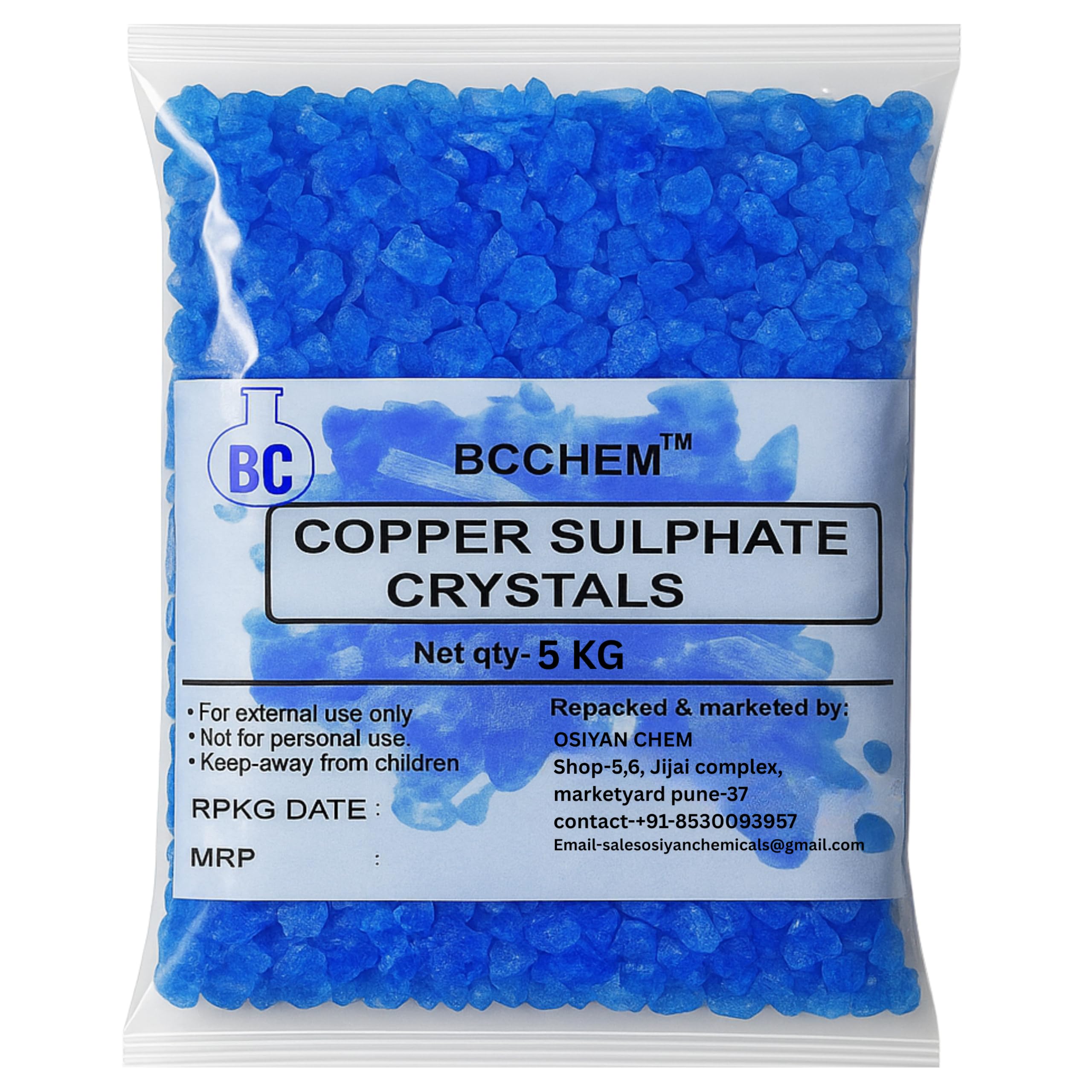 BCCHEM Copper Sulphate Crystals | Pure for Swimming Pool, Gardening, Trees| Algae Removal,Neela thota (5 kg)-image-48