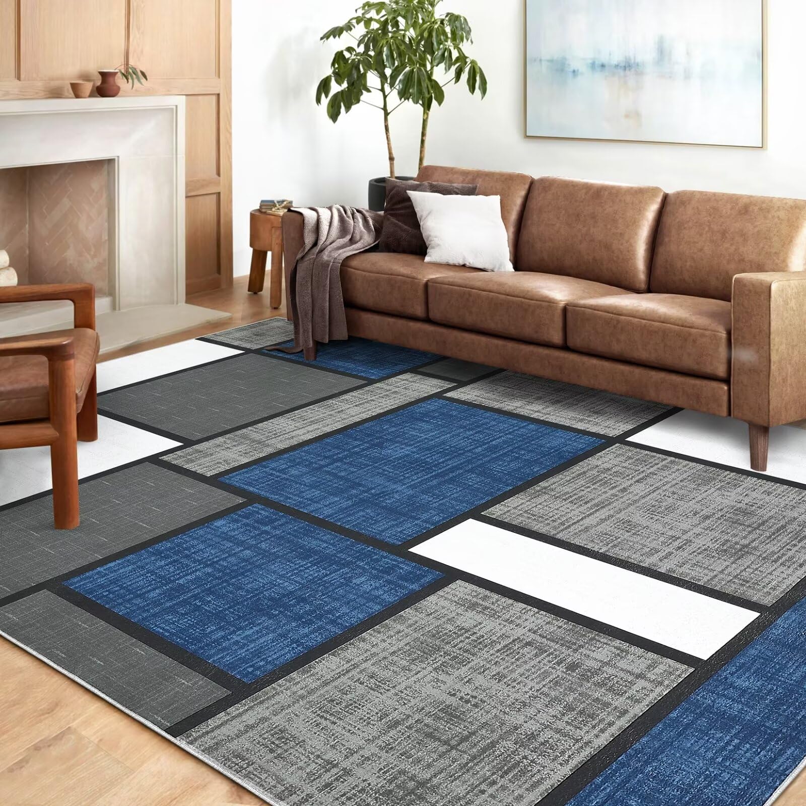 Amazon.com: WESTLOOM Area Rug - 9x12 Modern Dark Blue, Machine