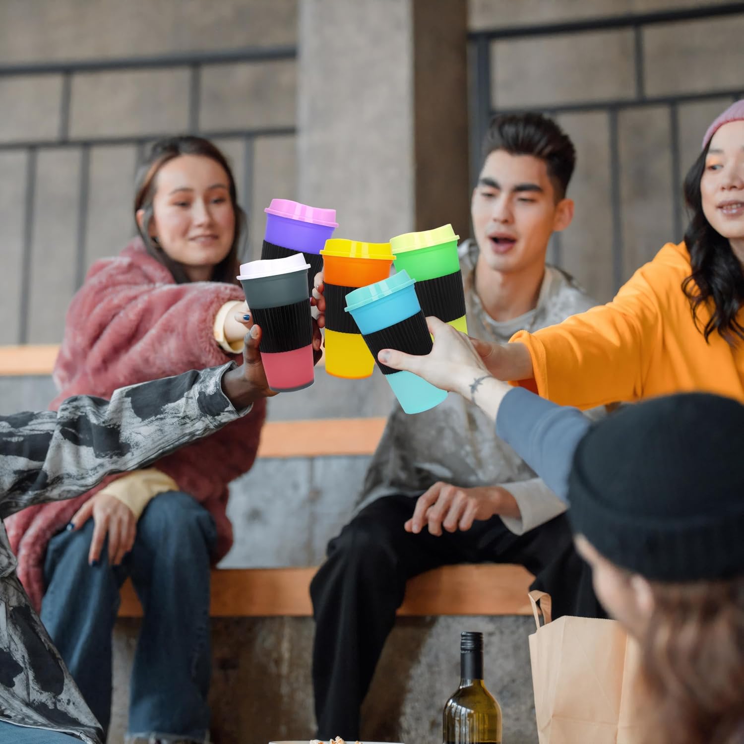 Color Changing Coffee Cups, 16oz Reusable Coffee Cups with Lids, 12 Pack Hot Coffee Tumbler for Adult Party Favors, Leak-Proof and Safe for Dishwashers (Hot coffee, 12 Pack) - Image 5