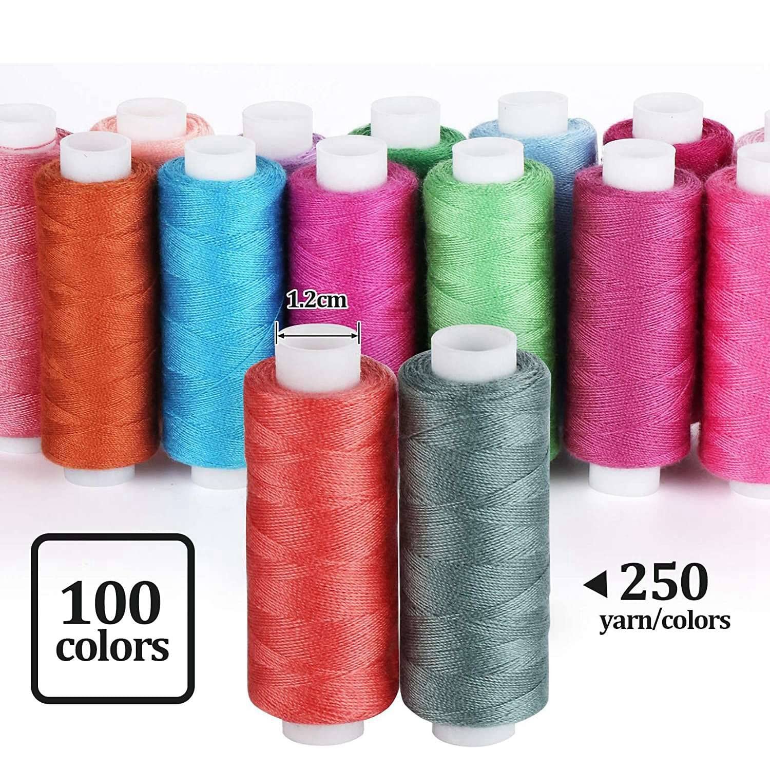 Juego de hilo de coser 100 colores 250Yd bobina de hilo de poliéster para coser a mano o máquina