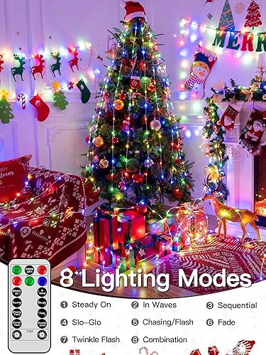 Miniatura 5 de Luz de Navidad para exteriores, 262 pies, 800 LED, IP67, impermeable, 8 modos, luces de Navidad enchufables, tira de luces con control remoto, luces