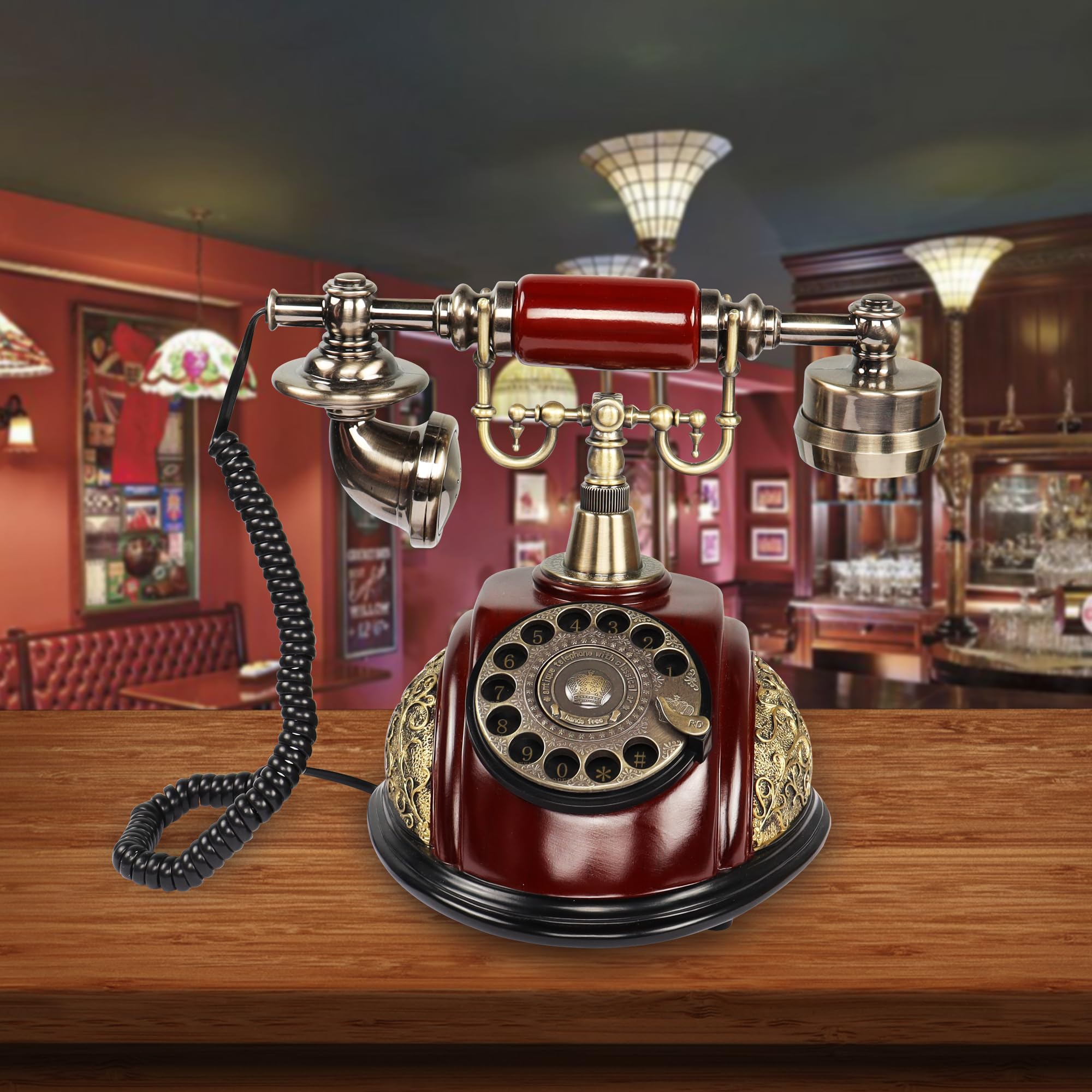 アンティーク　電話台エジンバラ　レトロ Amazon.com : CERRXIAN Retro Landline Turntable Telephone, European