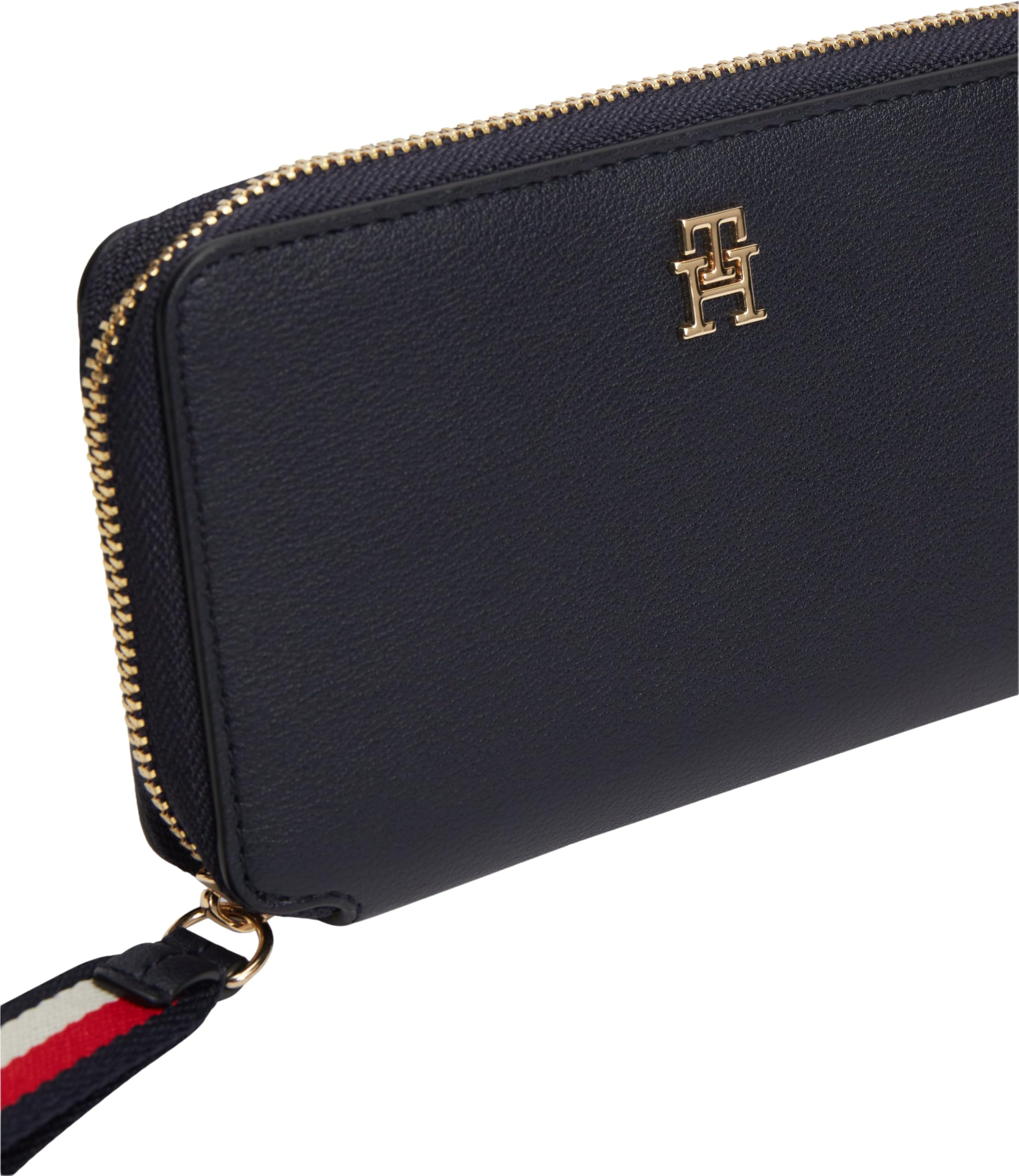 Tommy Hilfiger Th Logotape Compact Zip Around Aw0aw18699, andere Geldbörsen, Damen, Blau (Space Blue Corp), Einheitsgröße