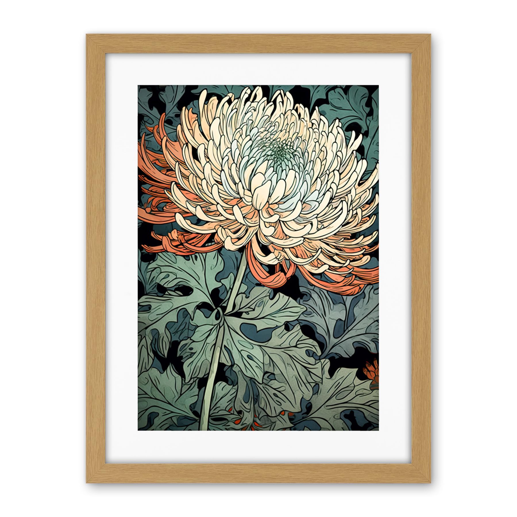 Artery8 Pastel Gradient Colour Chrysanthemum Flower Bloom Artwork Framed Wall Art Print 18X24 Inch