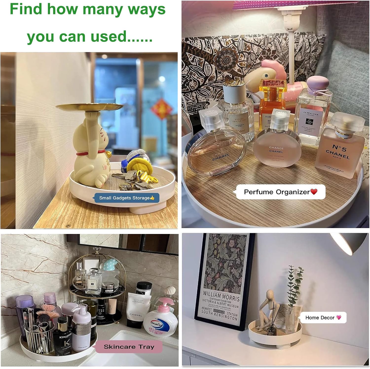 Round Tray, Makeup Perfume Dresser Vanity Organizer Multipurpose Trays for Home Storage And Decor.