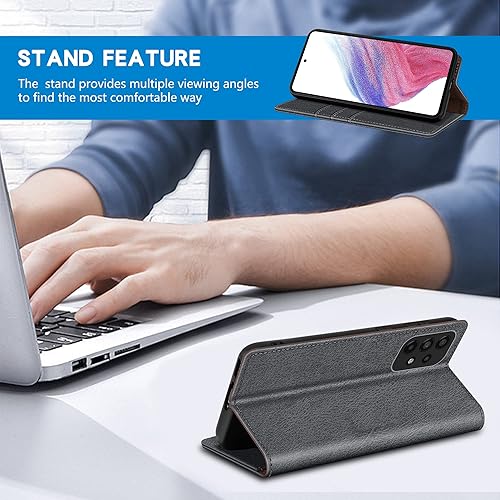 Miniatura 26 de ZZXX Funda tipo cartera para Samsung Galaxy A53 5G con bloqueo RFID, soporte de ranura para tarjetas, funda protectora de cuero magnético fuerte