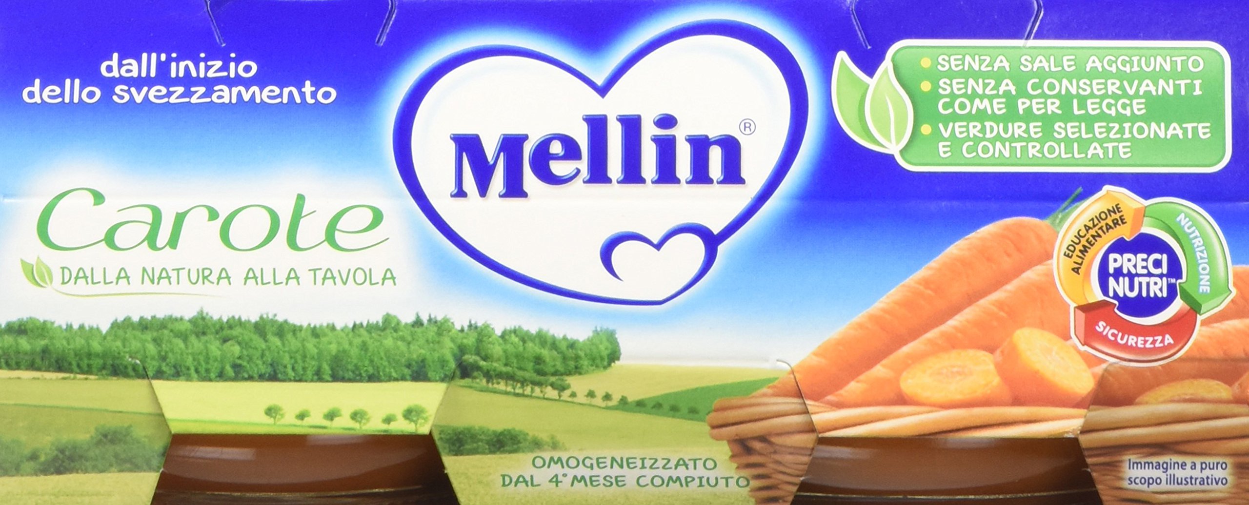 Mellin Omogeneizzato Carote - 24 Vasetti da 80 gr