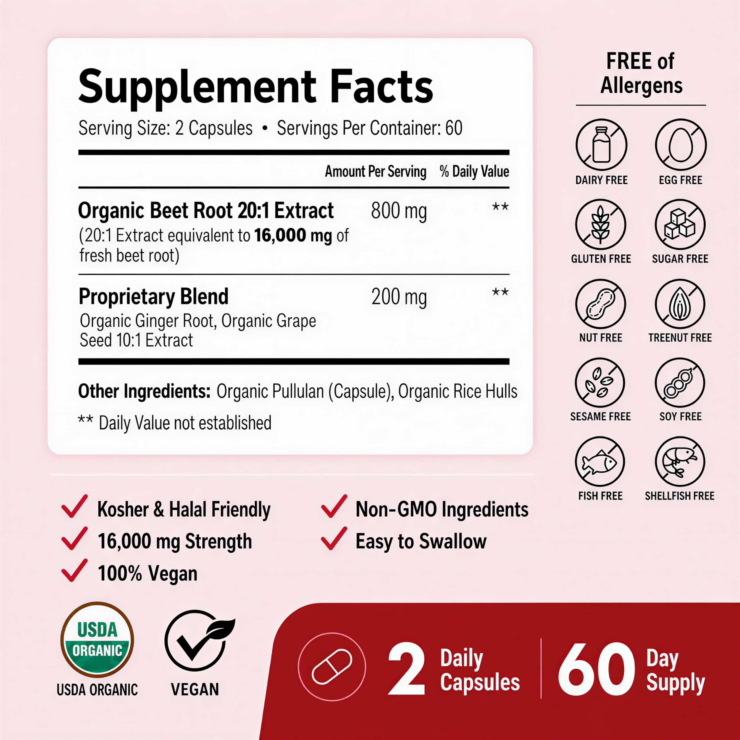ForestLeaf Organic Beet Root Capsules, Ginger & Grape Seed, 120 Caps — Amazon image 3