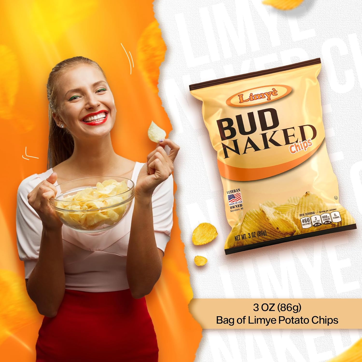 Limyè Bud Naked Potato chips, Healthy Kosher Certified Snacks Variety packs - Salted Chips, No Artificial Flavors, Vegan Gluten Free Chips, 3 Oz bag (Pack of 12)