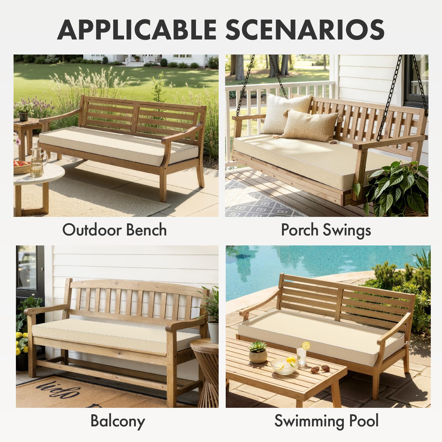 Waterproof Outdoor Bench Cushion 39x17x3 Inch – Patio Furniture