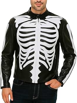 UGFashions Mens Skull Bones Design Black Retro Café Racer