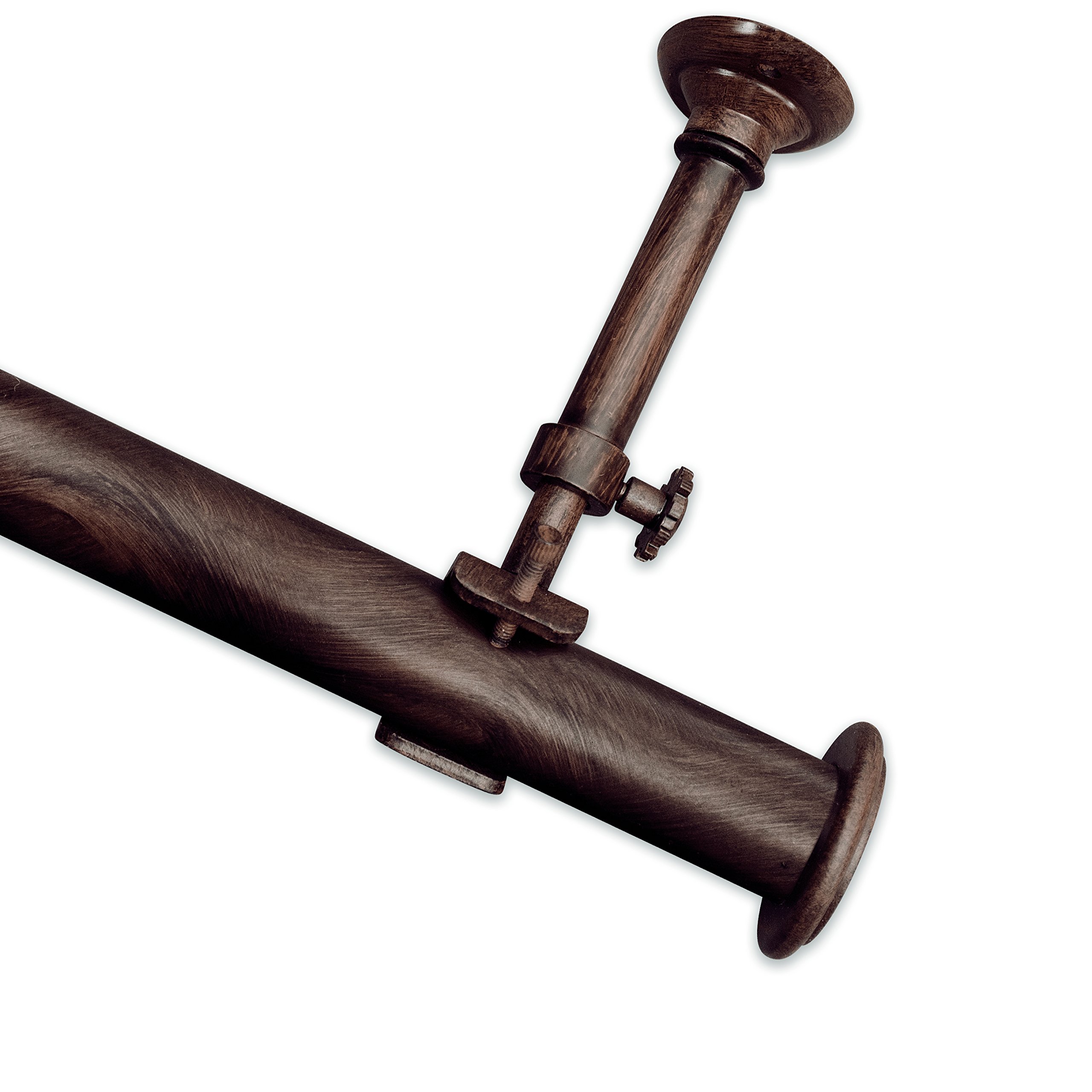 Source Global Aspire 144-240 End Cap Curtain Rod, Brown