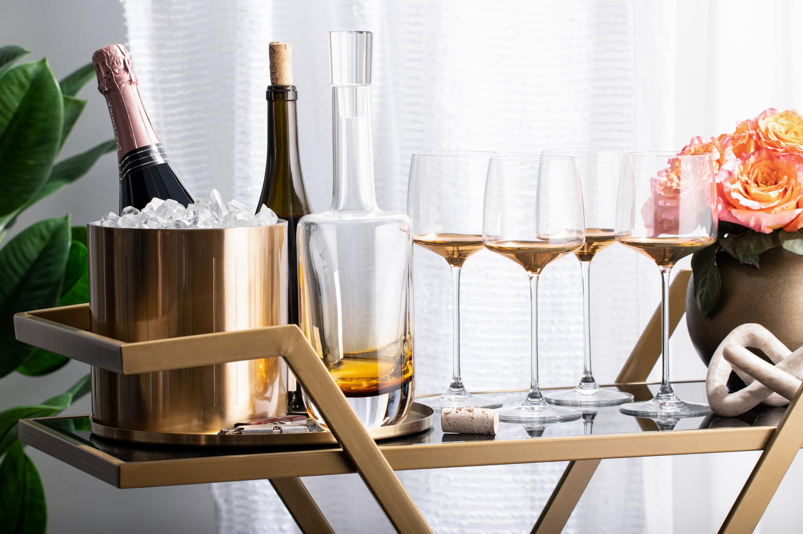 BARSKI – Handgefertigtes Glas – Wein goblat – decororated und getaucht in 20 K Gold auf der Unterseite – 16 oz – In Geschenkverpackung – made in Europe – Set von 4
