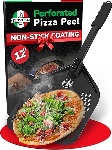 Nonstick Perforated Pizza Peel - Excellent Pizza Release, Food-safe Ceramic Coating, Ergonomic Handle for Aspiring Pizza Artisans