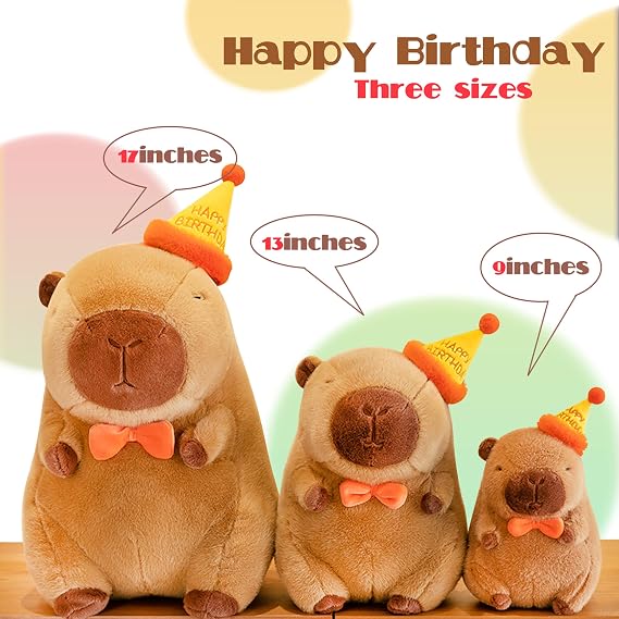 TXDRRA Capybara Plush Toy,Cute Capybara Stuffed Animal,Soft Brown Capybara Plushie,Gifts for Boys and Girls (Birthday Capybara, 12 inches)