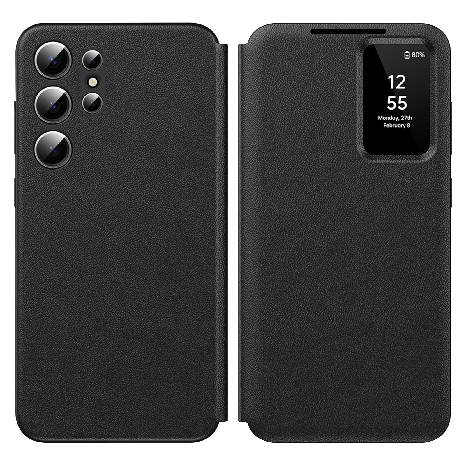Per Samsung S23 Ultra Smart Clear View Custodia, Wallet Smartphone Case, per Samsung Galaxy S23 Ultra 5G Custodia S View, Specchio Flip, Finestra di visualizzazione, Smart View, Carte per