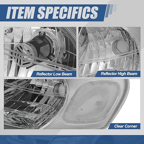 Miniatura 10 de Auto Dynasty 4 faros delanteros de esquina transparentes de carcasa negra + lámparas de esquina compatibles con Venture Silhouette Montana Trans