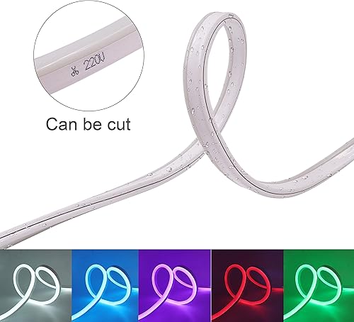 Miniatura 8 de XUNATA Tira de luces LED de neón de 6.6 pies con control remoto, 240 unidades SMD2835, impermeable, flexible, cambio de color, tira de luz nocturna