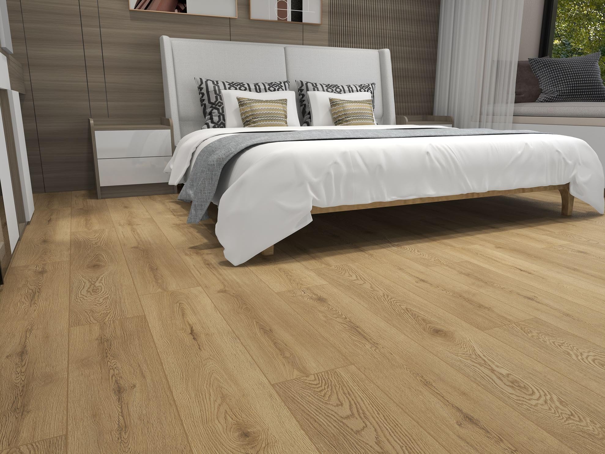 Built Right SPC Vinyl Click Lock Flooring โ Natural Oak Wood Effect Planks, 6.5mm Thick, Easy DIY Interlocking Installation, Luxury Vinyl Flooring for Bathroom, Kitchen, Bedroom โ 1.79mยฒ Pack