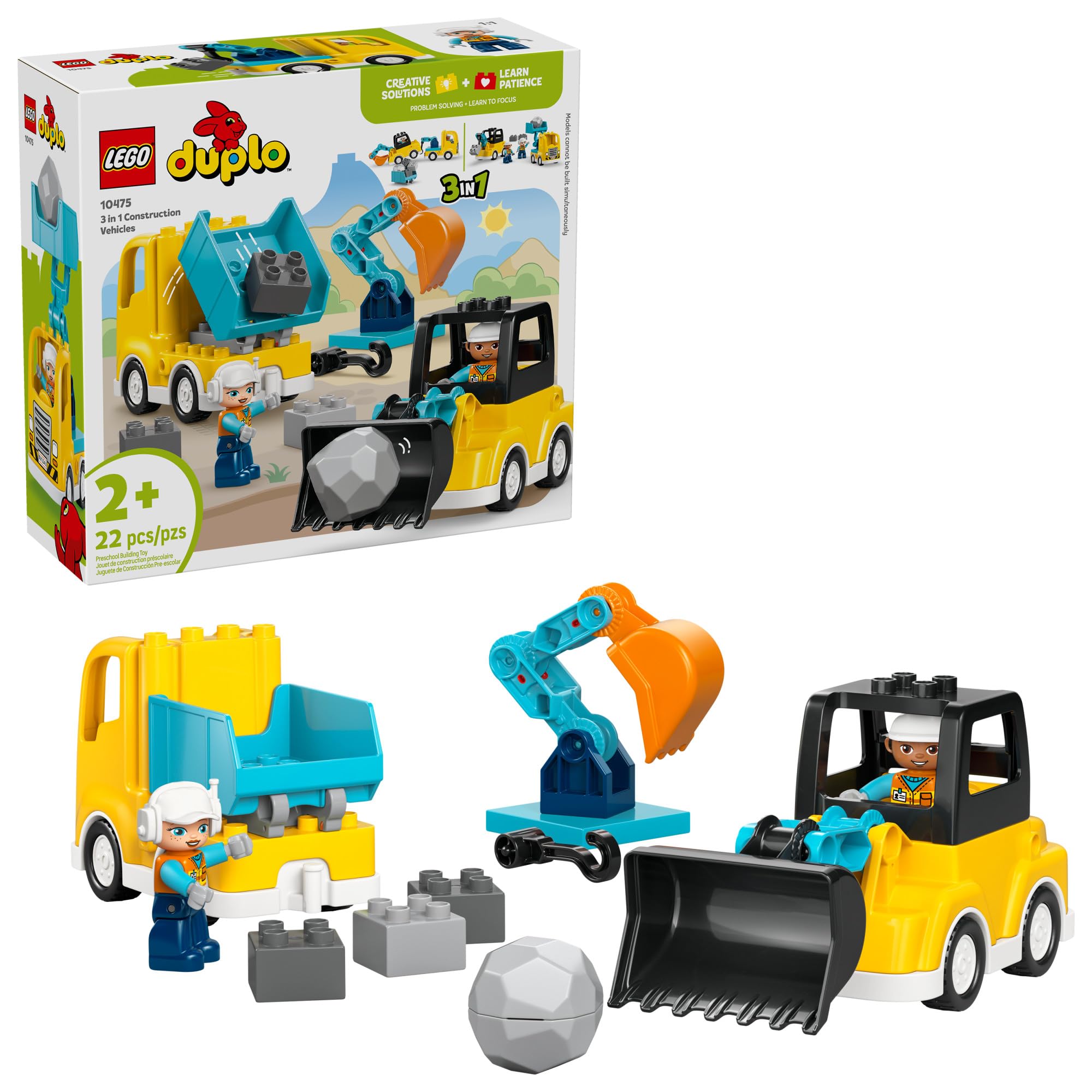 DUPLO 514 ブラック Amazon.com: LEGO DUPLO Town 3 in 1 Construction Vehicles Toys for