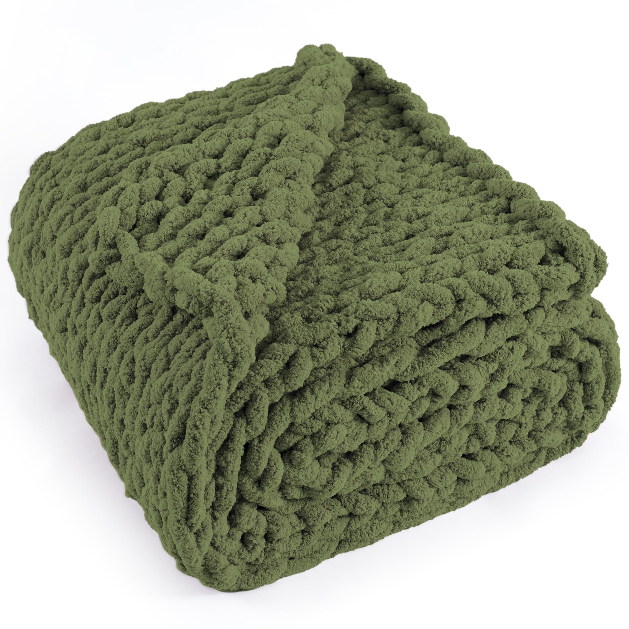 LONG CREATE Chunky Knit Blanket, 100% Handmade with Soft Chenille Yarn, Thick, Cable Knit, Large, Rope Knot Crochet Blanket for the Couch, Sofa, Bed, 3.2 kg, 152 x 203 cm — image 1