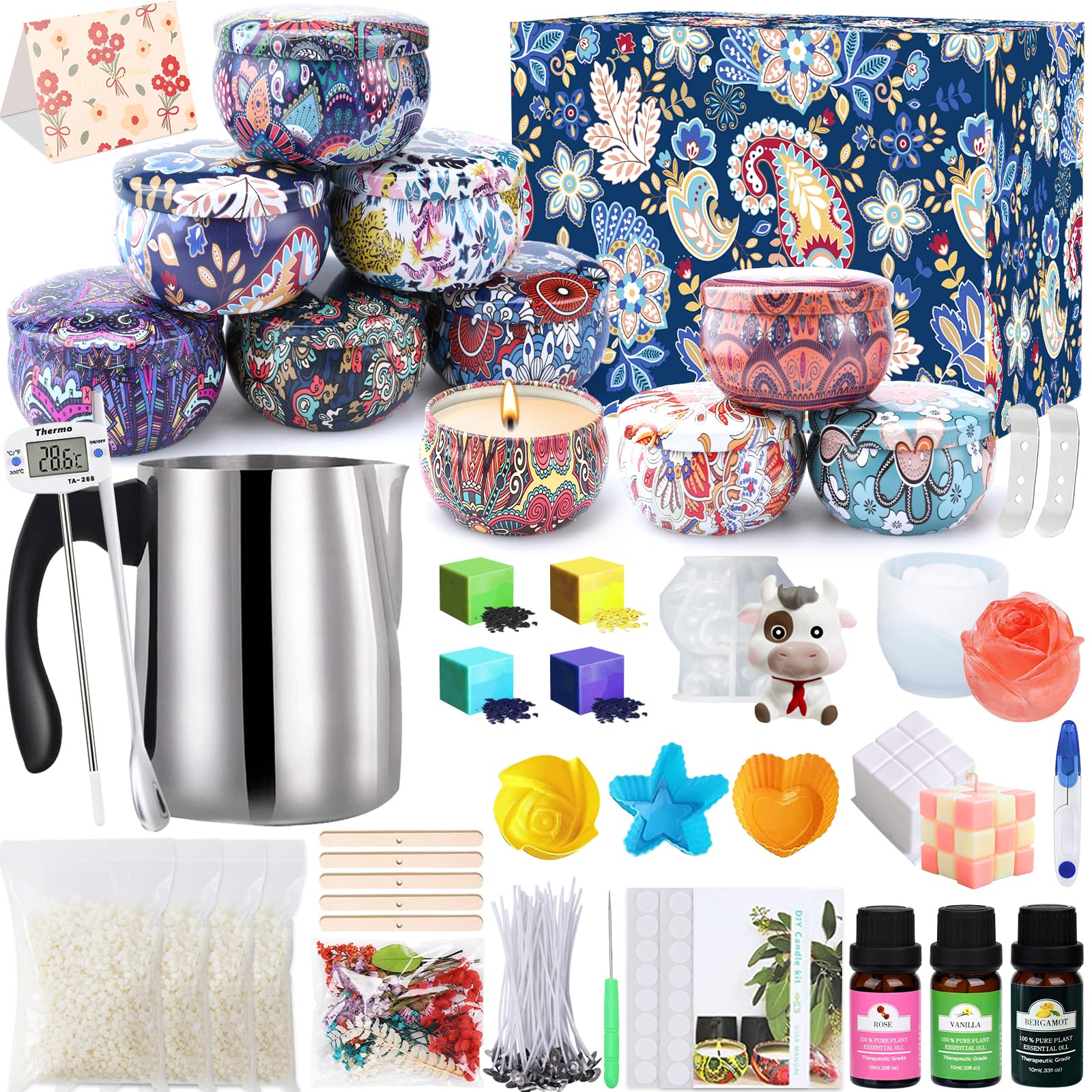 UCAMP DIY Kerzen Selber Machen Set,Kerzen Selber Machen Kerzenherstellung Zubehör DIY Kerzenherstellung Set,DIY Kerzenherstellung Kit Duftkerzen Geschenkset,Kerzen Gießen Set Kinder Erwachsene