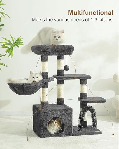 Miniatura 3 de Youfirst Árbol pequeño para gatos, torre para gatos con postes rascadores para gatos de interior, condominio para gatos con hamaca, perca de felpa,