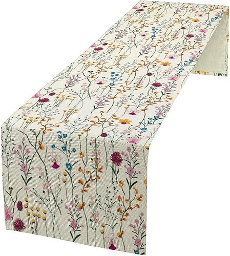 Miniatura 16 de Camino de mesa floral retro de los años 70, camino de mesa de flores de margarita naranja hippie para fiesta de cumpleaños, cocina retro comedor