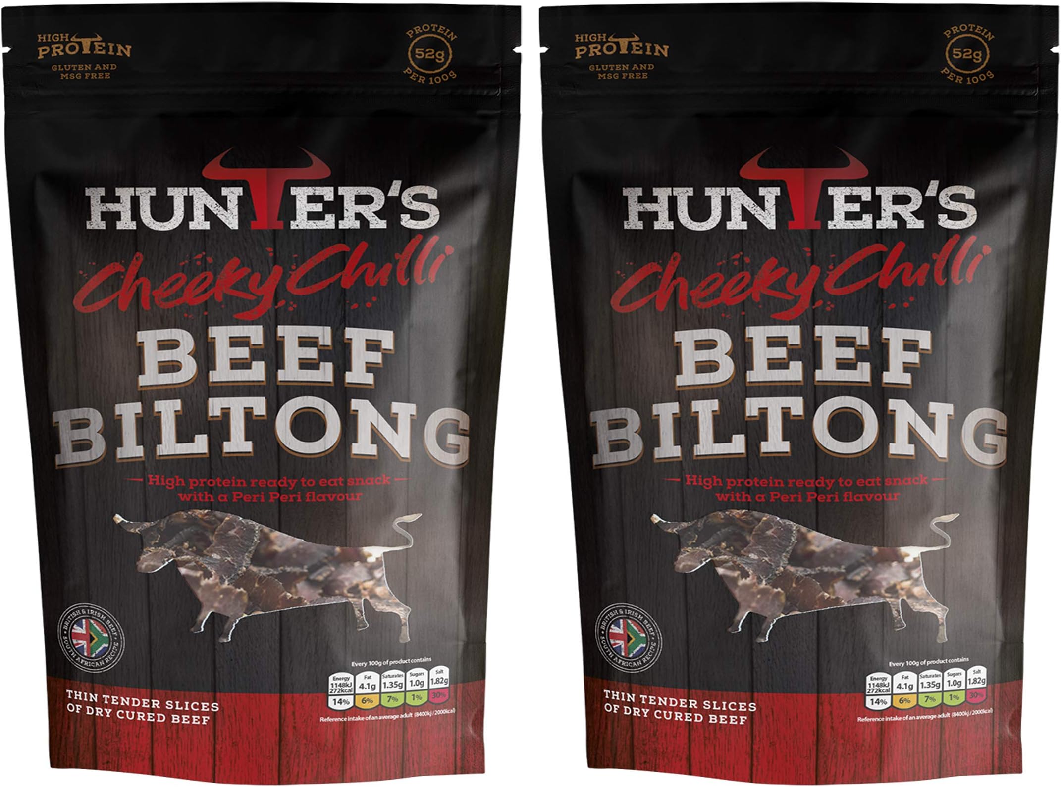 Cheeky Chilli Sliced Beef Biltong- 2 x 250g = 500 grams - 48hr Delivery