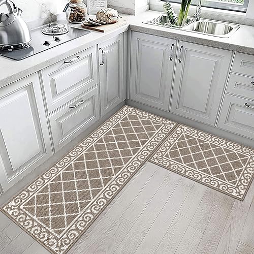 Miniatura 7 de HEBE Juego de 2 alfombras de cocina antideslizantes y tapetes de cocina lavables para el suelo de interiores, alfombras de pasillo para cocina,