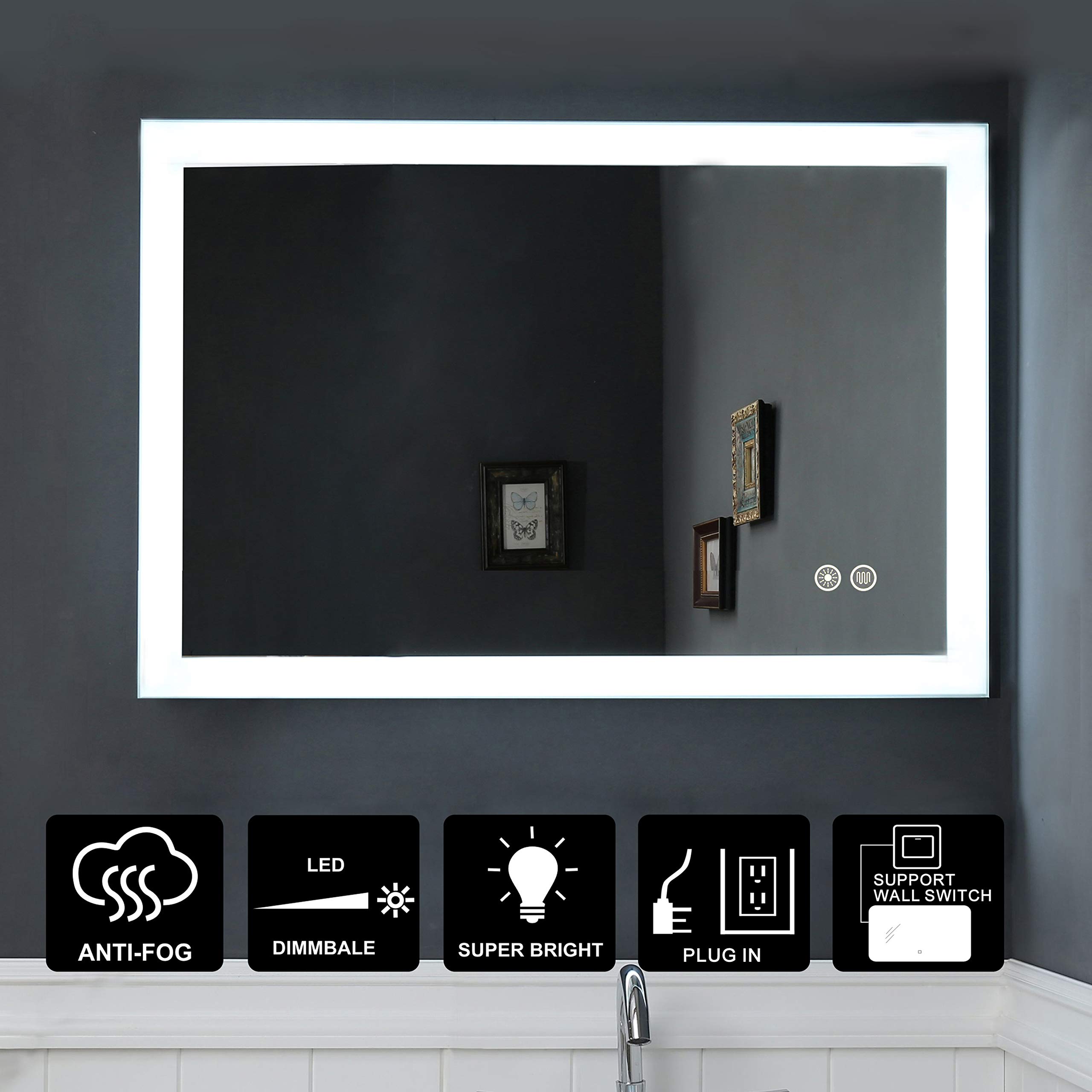 Buy JOVOL LED Lighted Bathroom Mirror, Wall Mounted Vanity Mirror with