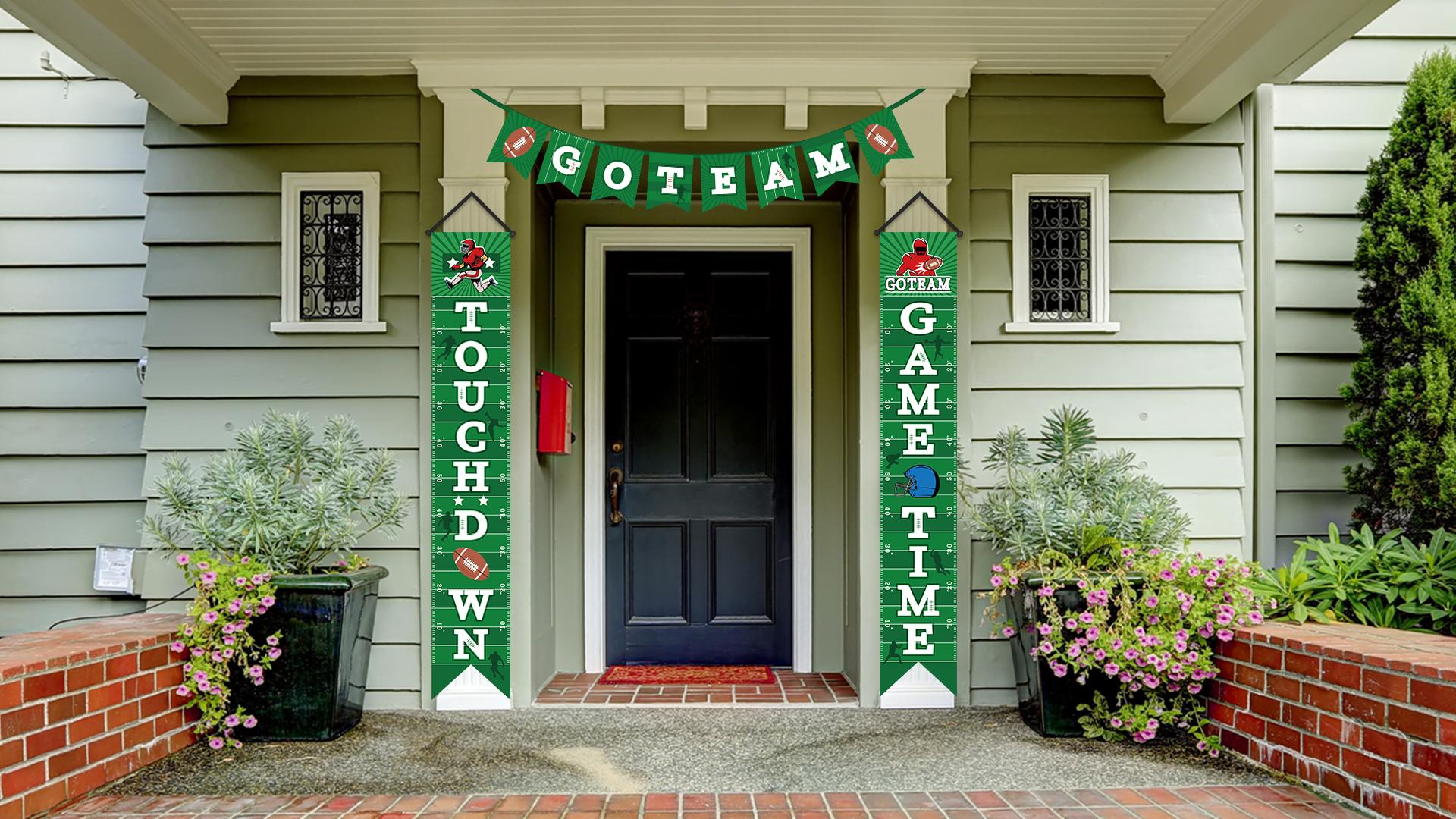 Football Party Porch Sign Banner Welcome Hanging