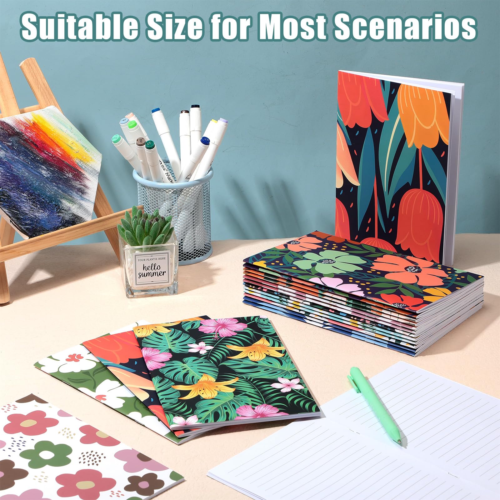 Maitys 30 quaderni in formato A5 per composizione estetica, grazioso taccuino per la scuola, 20 x 15 cm, a righe, stile floreale, diari di carta per adolescenti, ragazze, bambini, adulti, regalo