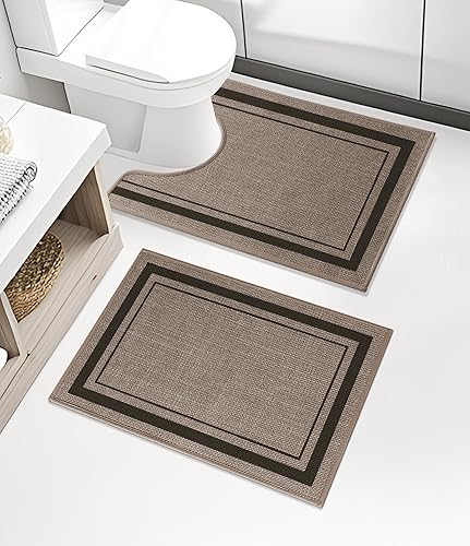 Miniatura 1 de chakme Juego de 2 tapetes de baño ultrafinos de secado rápido, tapetes de baño absorbentes para baño, antideslizantes, lavables a máquina (color