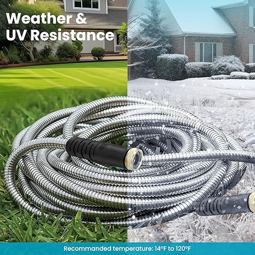 Miniatura 6 de Manguera de jardín de 50 pies, manguera de agua con boquilla de 10 funciones, manguera de jardín de metal con conectores a prueba de fugas, sin