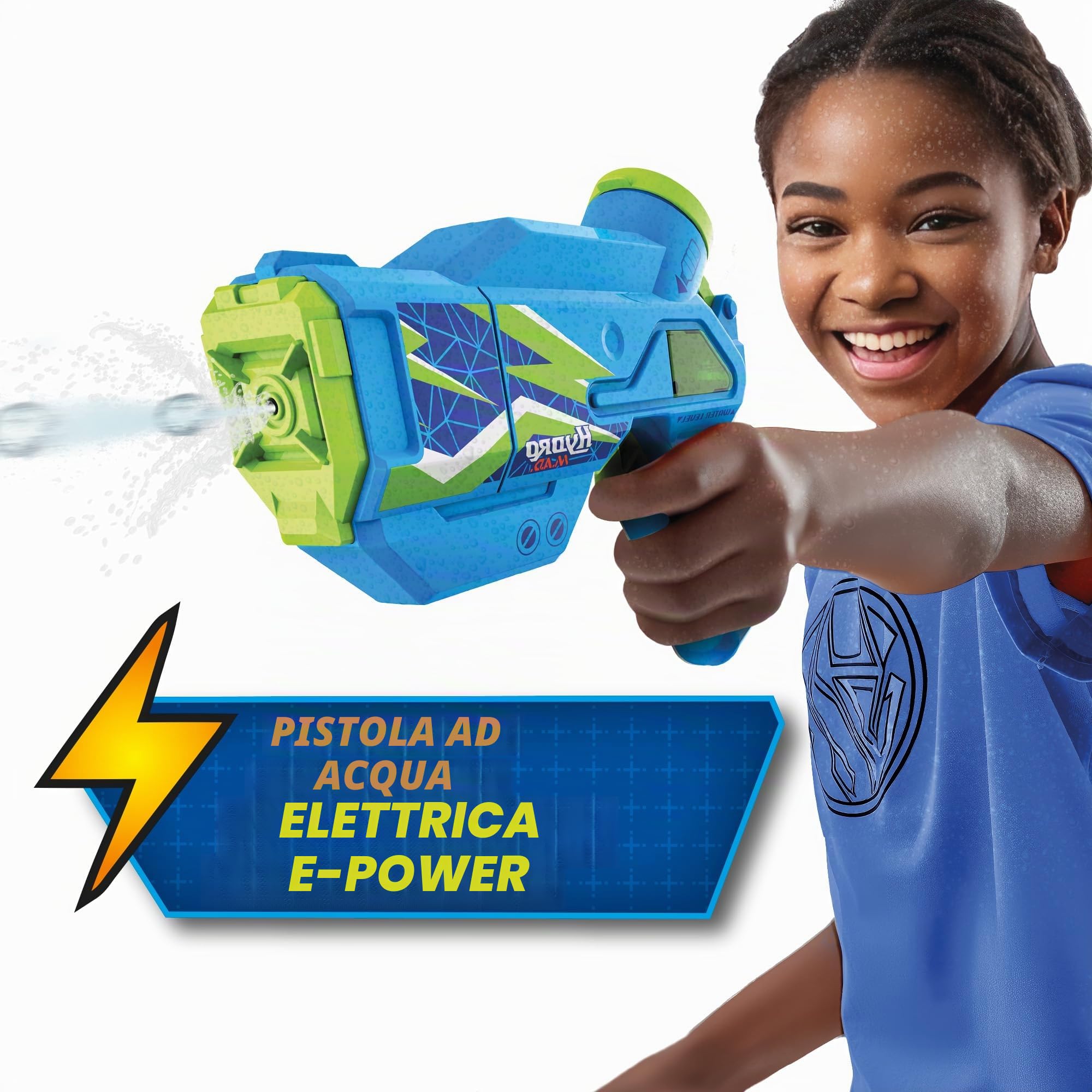 Bizak Hydro M.A.D. Mini Blaster Pack Doppio, Pistole ad acqua elettroniche in blu e bianco, portata fino a 5 m, giocattolo per gioco all'aperto, bambini e ragazze +8 anni, (62001154)