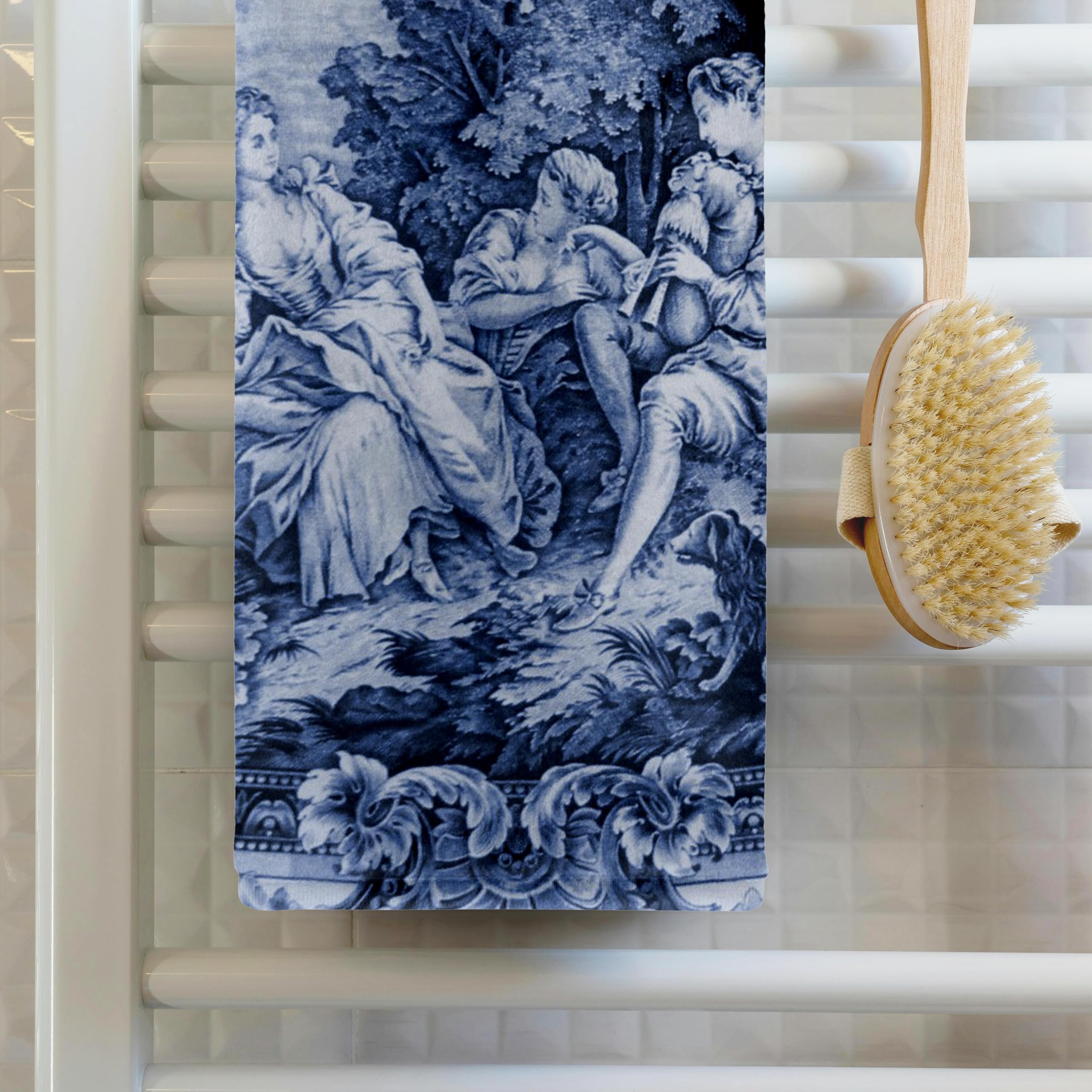 3dRose French Blue Toille I Towel, 15