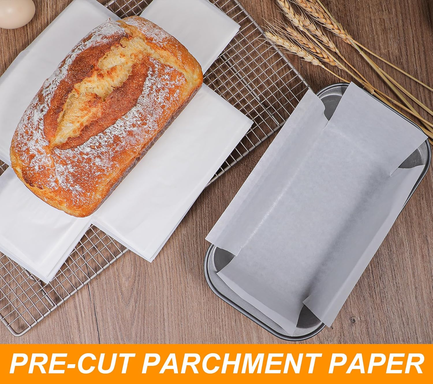 Webake Unbleached Parchment Paper Loaf Pan Liners for Baking Bread 9x5, 1lb 1.5lb 2lb, Original Precut, Non Toxic Baking Paper 100Pcs image 2
