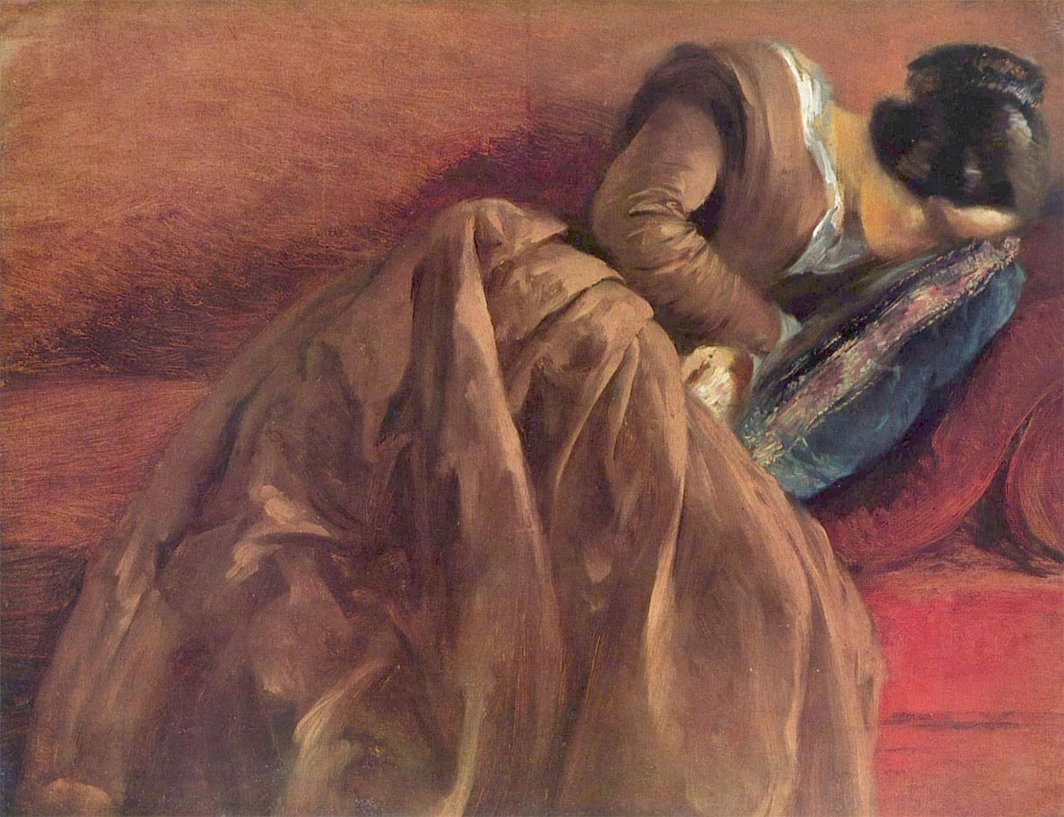 Posteriik No Frame Famous Modern Artwork Art Mural Menzel's Sister Emilie Asleep By Adolph Menzel Oil Paintings Pictures For Home Decor 60X90cm