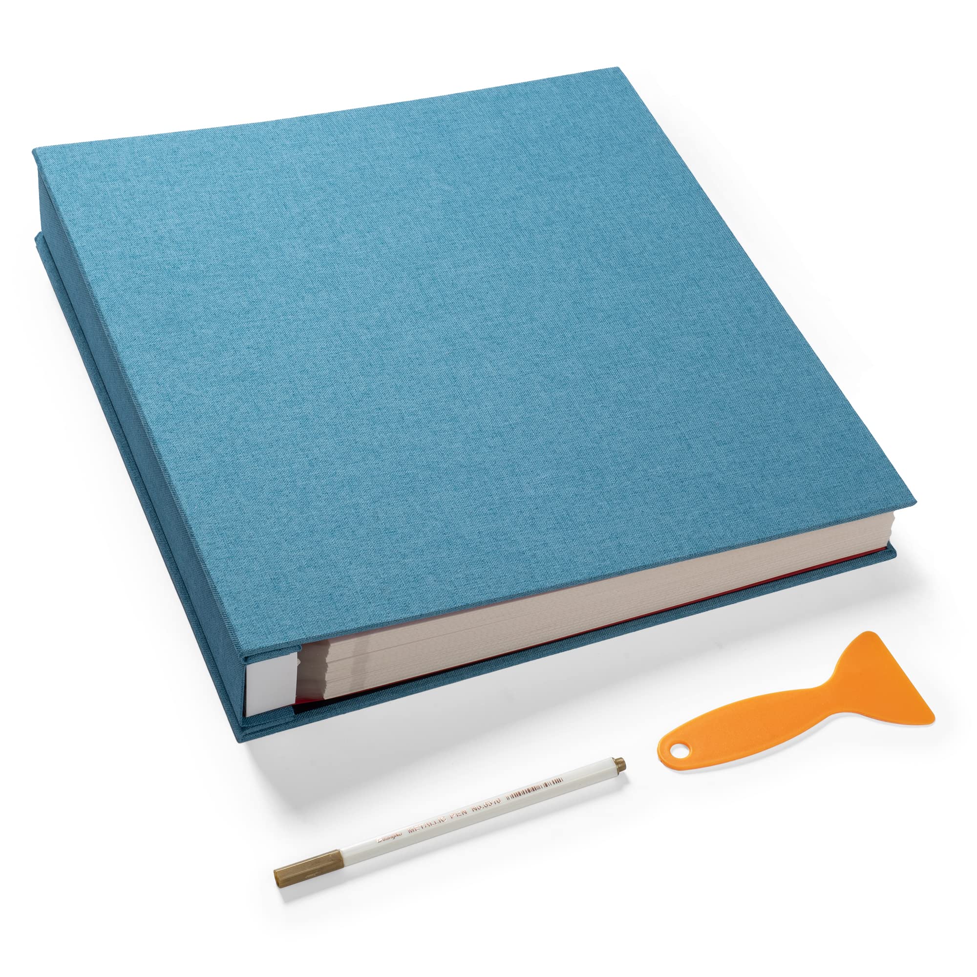Large Photo Album Self Adhesive 4x6 8x10 10x12 Scrapbook Magnetic Album DIY Scrapbook Length 13 x Width 12.8 (Inches) 120 Sticky Pages Linen Cover DIY Photo Album(Sky blue)