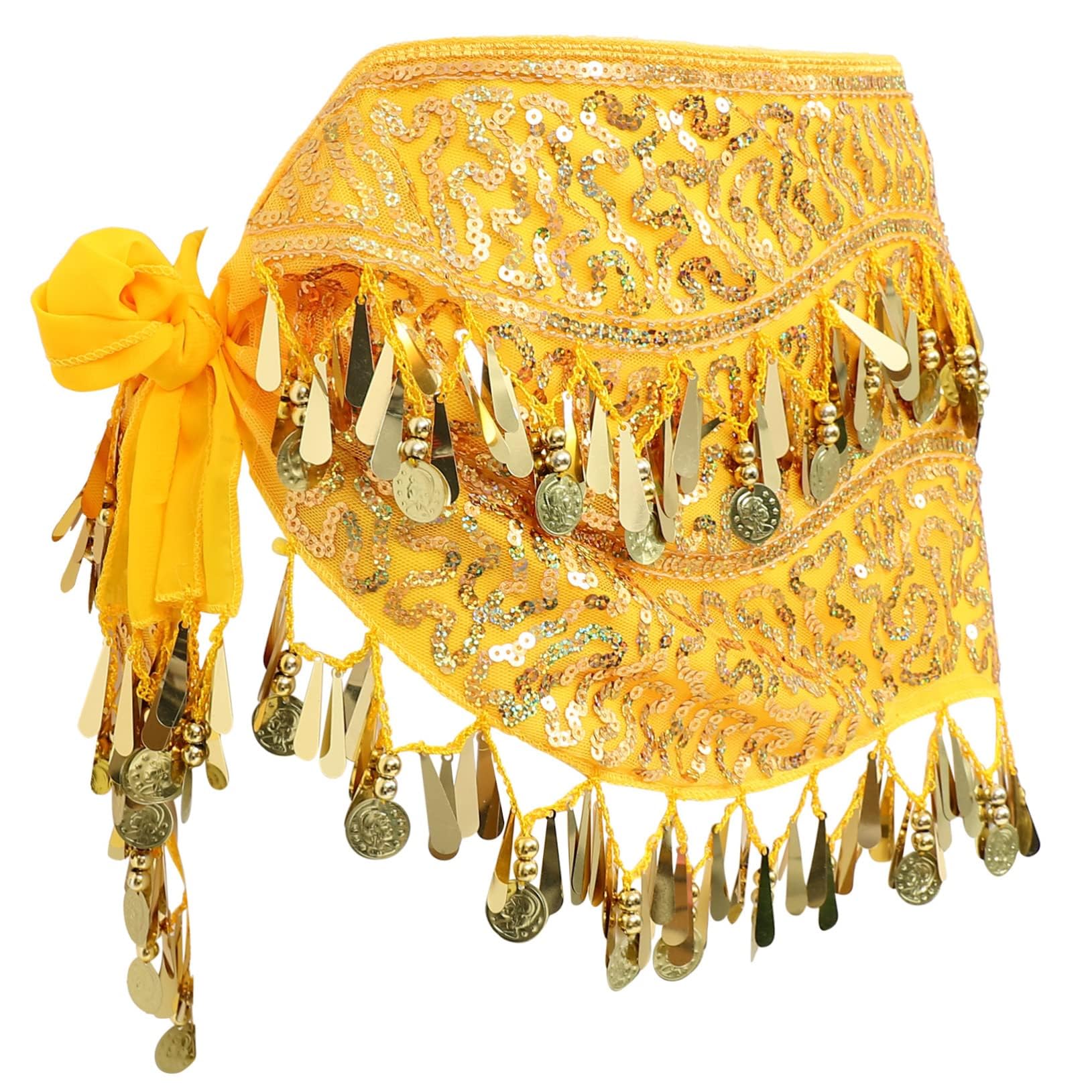 Belly Dance Skirt Gold Coin Belt KASTWAVE Vogue Style Chiffon Dangling Gold Coins Belly Dance Hip Scarf
