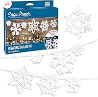 Vista 7 de Decoraciones de invierno de papel de nieve – Haz 13 adornos cubiertos de nieve – Decoraciones de fiesta de Navidad – 2 hojas perforadas, cuerda